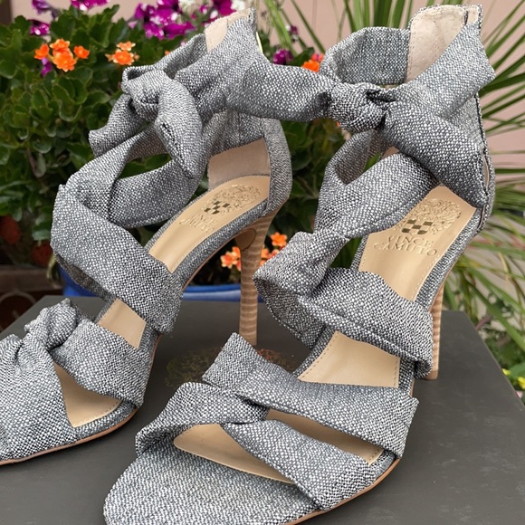 New Vince Camuto Gray Faux Wrap Strappy High Heel Sandals - Picture 8 of 16